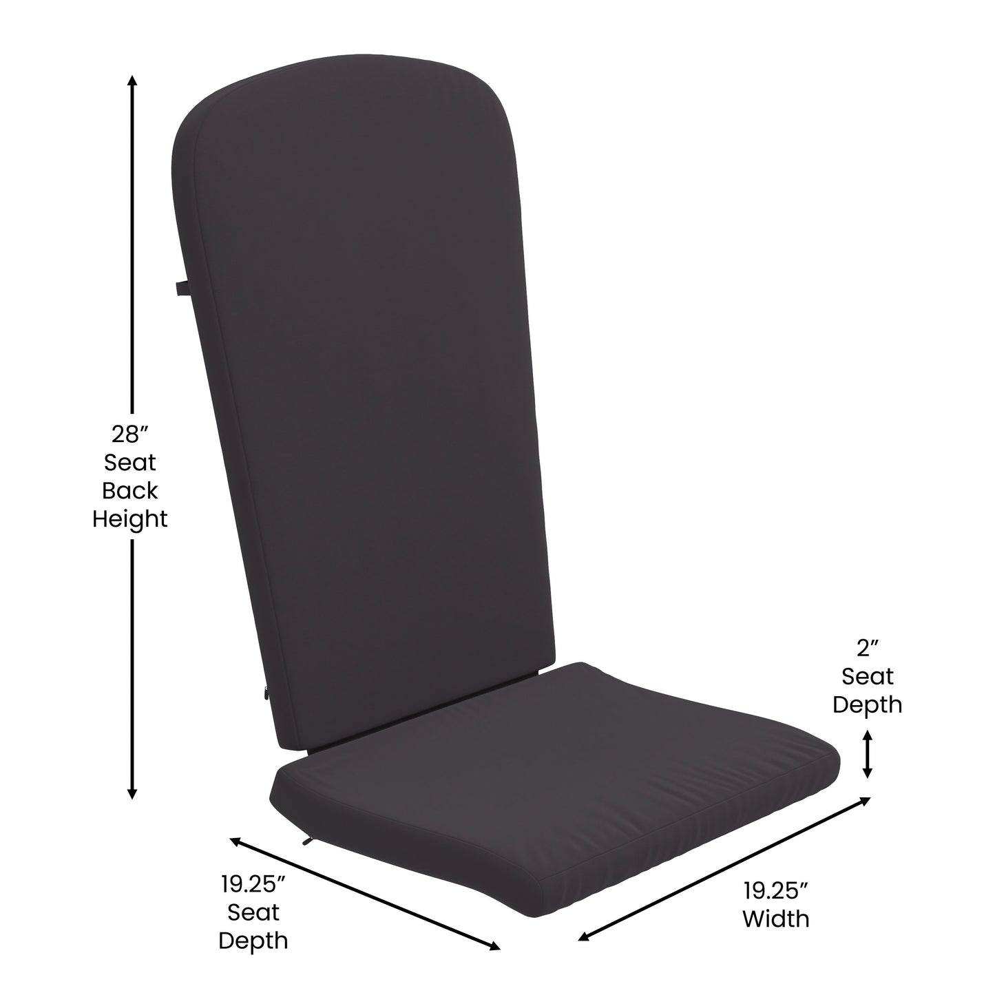 Charlestown Set of 2 All-Weather Poly Resin Indoor/Outdoor Folding Adirondack Chairs in Black with Gray Cushions for Deck, Porch, and Patio Gray Cushions/Black Frame 2-JJ-C14505-CSNGY-BLK-GG