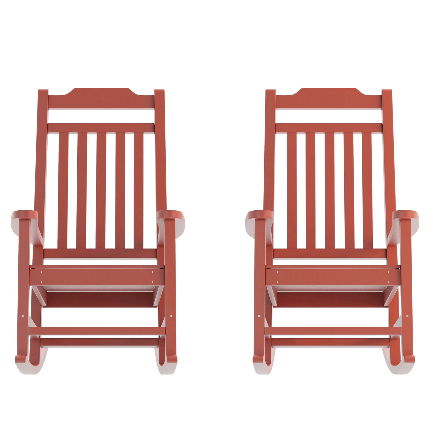 Set of 2 Winston All-Weather Rocking Chair in Red Faux Wood Red 2-JJ-C14703-RED-GG
