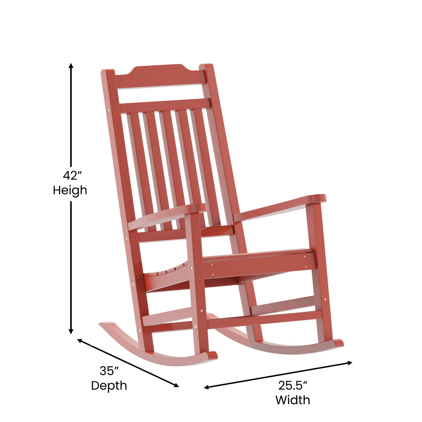 Set of 2 Winston All-Weather Rocking Chair in Red Faux Wood Red 2-JJ-C14703-RED-GG