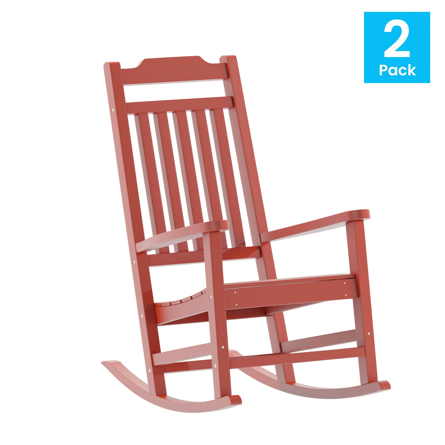 Set of 2 Winston All-Weather Rocking Chair in Red Faux Wood Red 2-JJ-C14703-RED-GG
