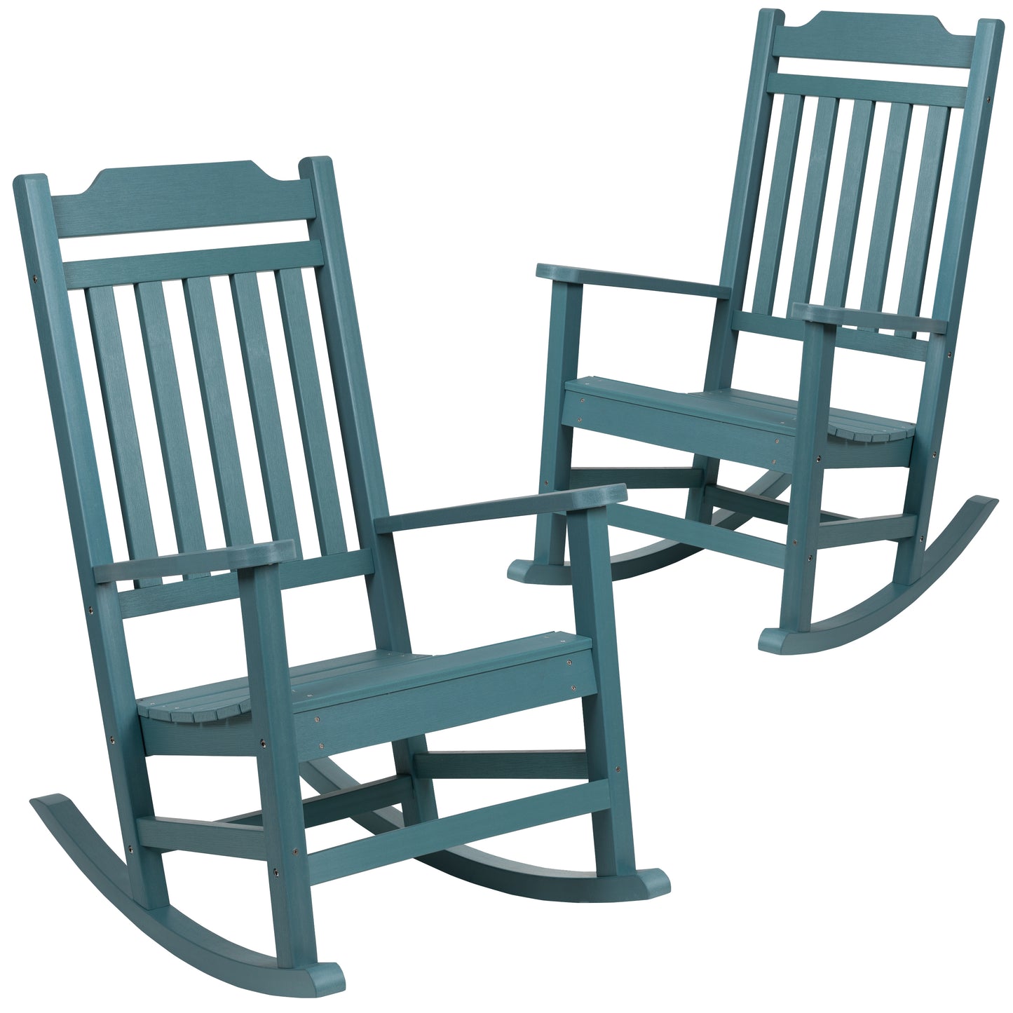 Set of 2 Winston All-Weather Rocking Chair in Teal Faux Wood Teal 2-JJ-C14703-TL-GG