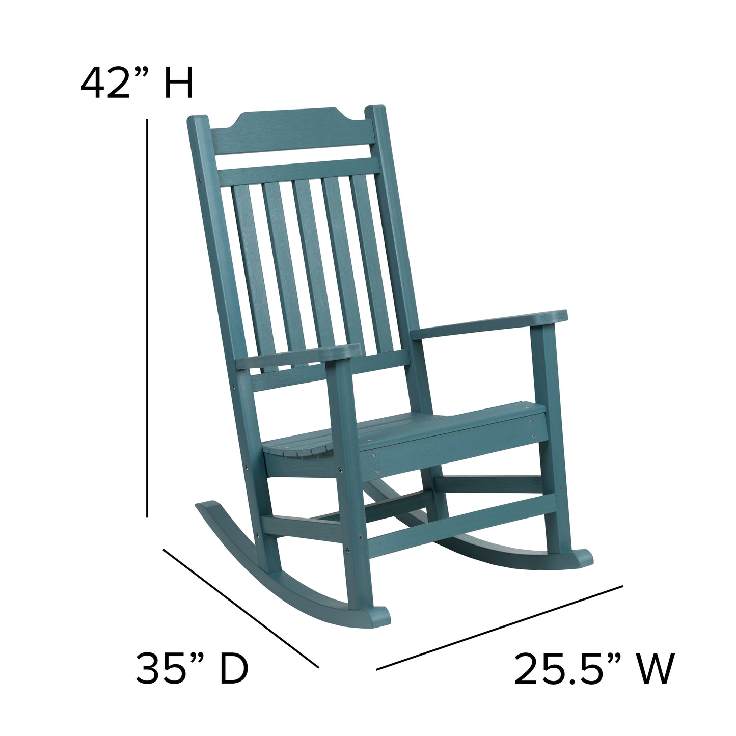 Set of 2 Winston All-Weather Rocking Chair in Teal Faux Wood Teal 2-JJ-C14703-TL-GG