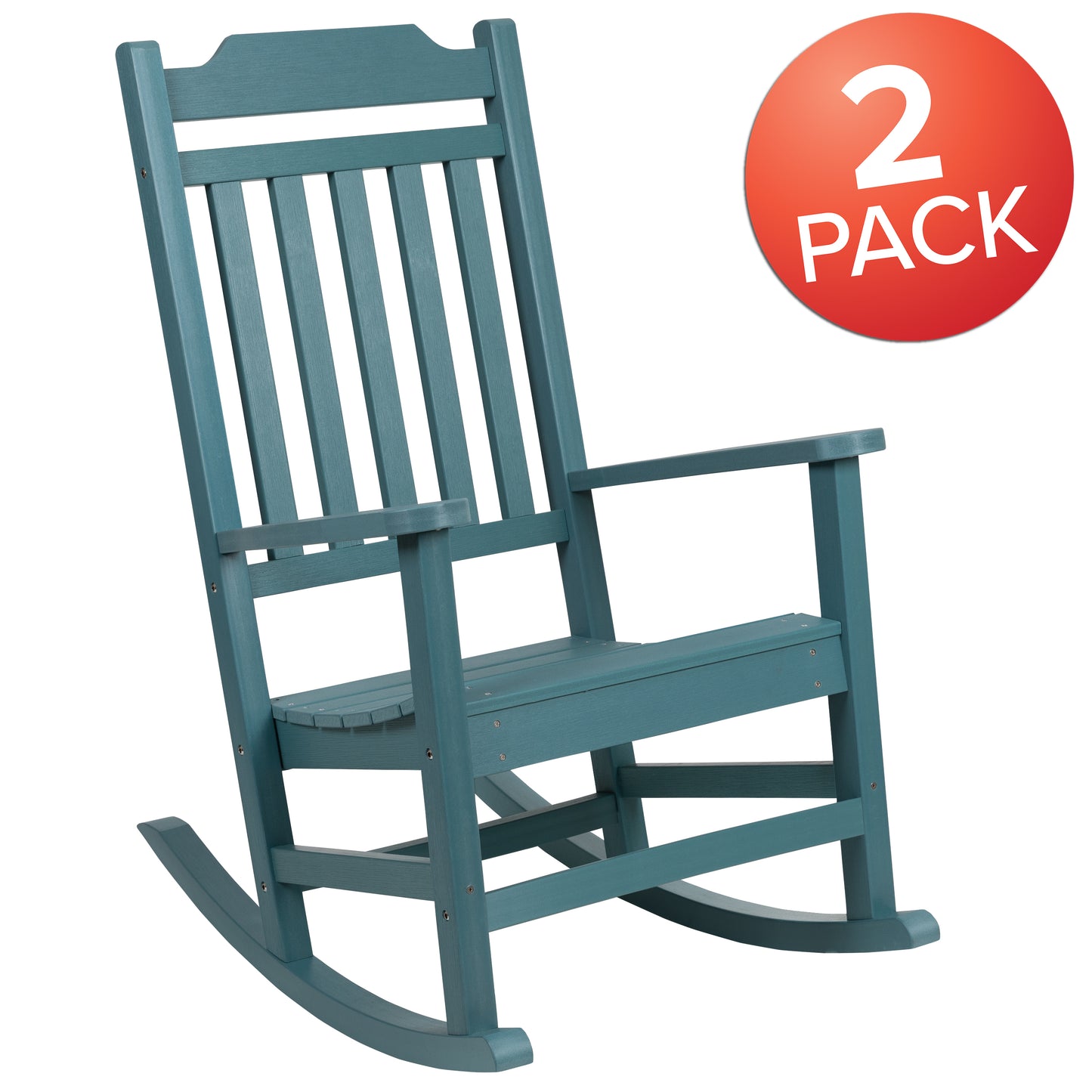 Set of 2 Winston All-Weather Rocking Chair in Teal Faux Wood Teal 2-JJ-C14703-TL-GG