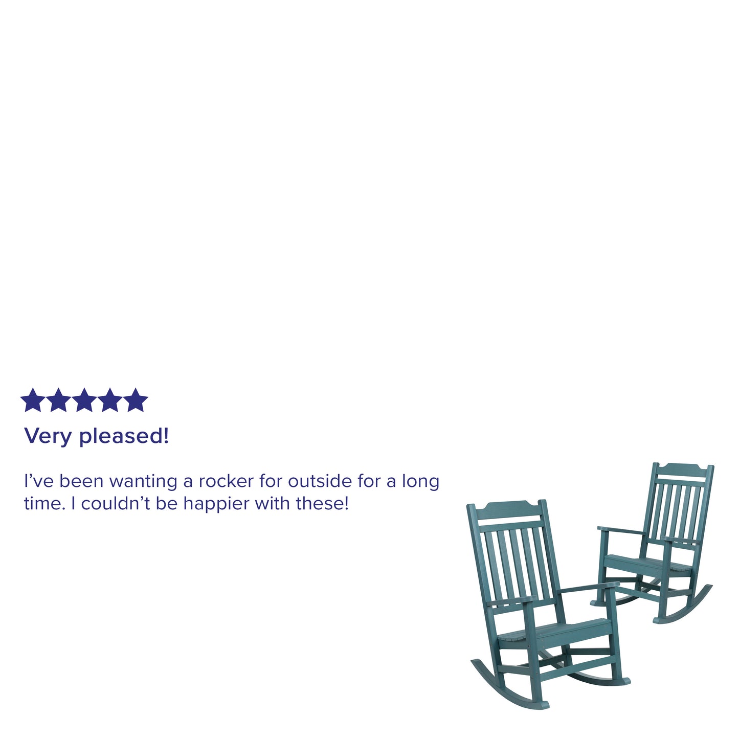 Set of 2 Winston All-Weather Rocking Chair in Teal Faux Wood Teal 2-JJ-C14703-TL-GG