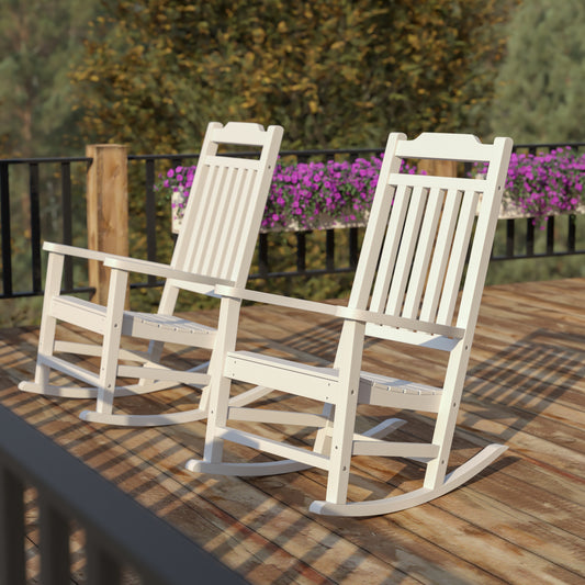Set of 2 Winston All-Weather Rocking Chair in White Faux Wood White