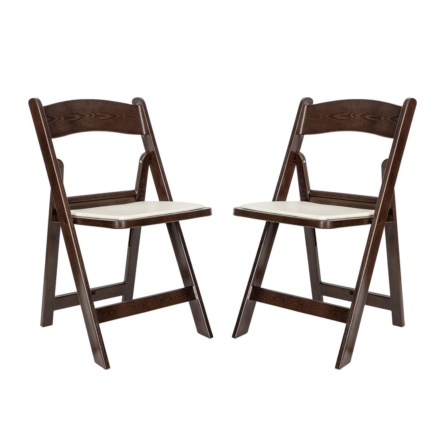 HERCULES 2 Pack Commercial Dark Brown Indoor/Outdoor Lightweight Wood Look Resin Folding Event Chair Dark Brown