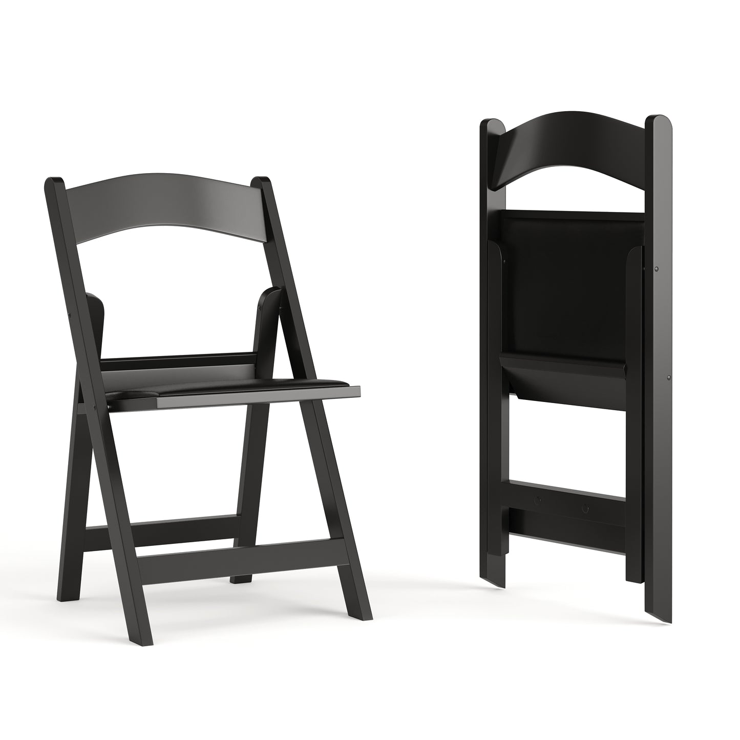 Hercules Folding Chair - Black Resin - 2 Pack 800LB Weight Capacity Comfortable Event Chair - Light Weight Folding Chair Black