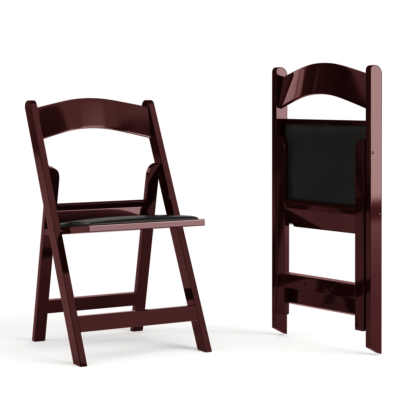 Hercules Folding Chair - Red Mahogany Resin - 2 Pack 800LB Weight Capacity Comfortable Event Chair - Light Weight Folding Chair Red Mahogany