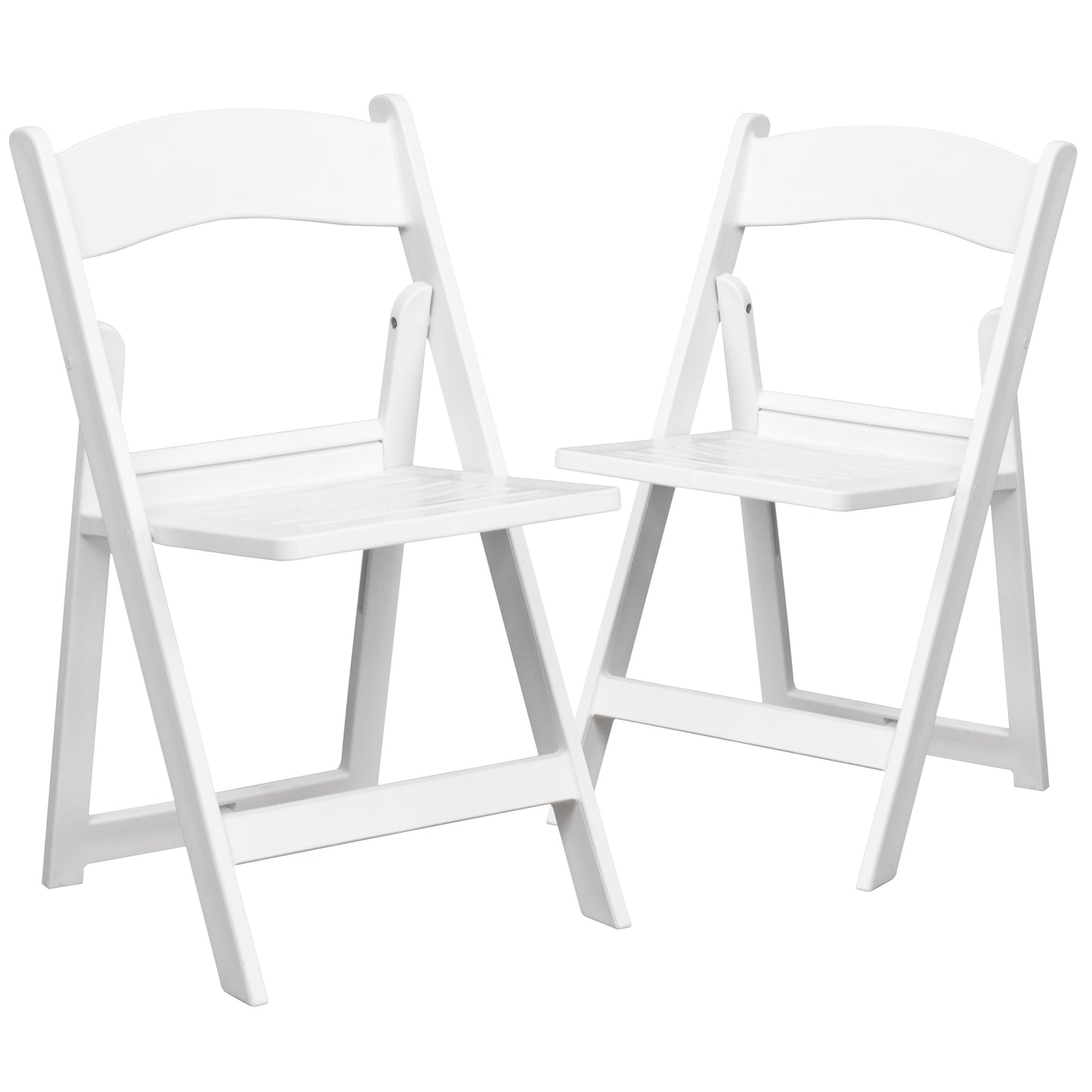 2 Pack HERCULES Series 800 lb. Capacity White Resin Folding Chair with Slatted Seat White 2-LE-L-1-WH-SLAT-GG