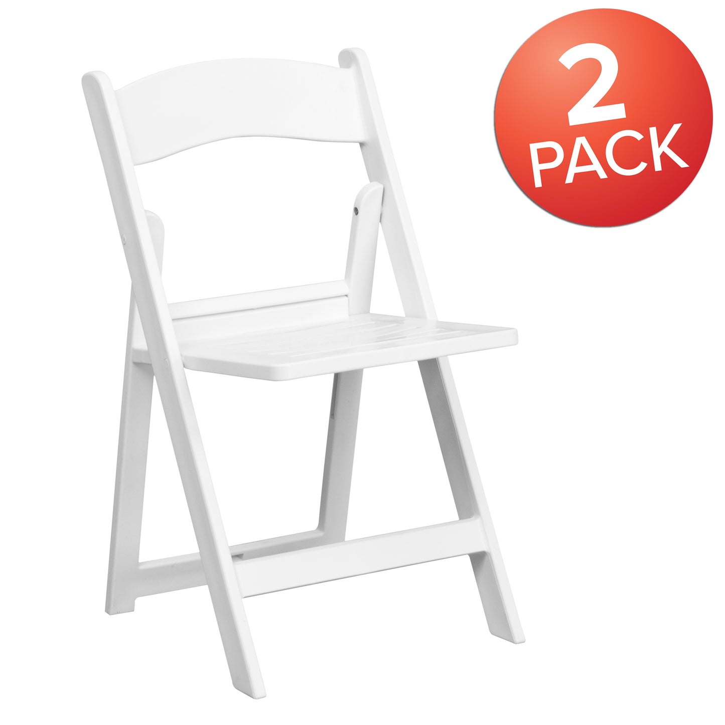 2 Pack HERCULES Series 800 lb. Capacity White Resin Folding Chair with Slatted Seat White 2-LE-L-1-WH-SLAT-GG