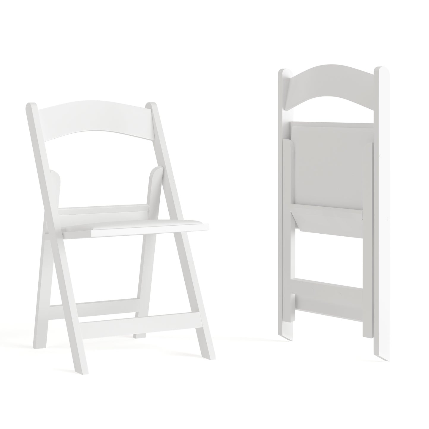 Hercules Folding Chair - White Resin - 2 Pack 800LB Weight Capacity Comfortable Event Chair - Light Weight Folding Chair White
