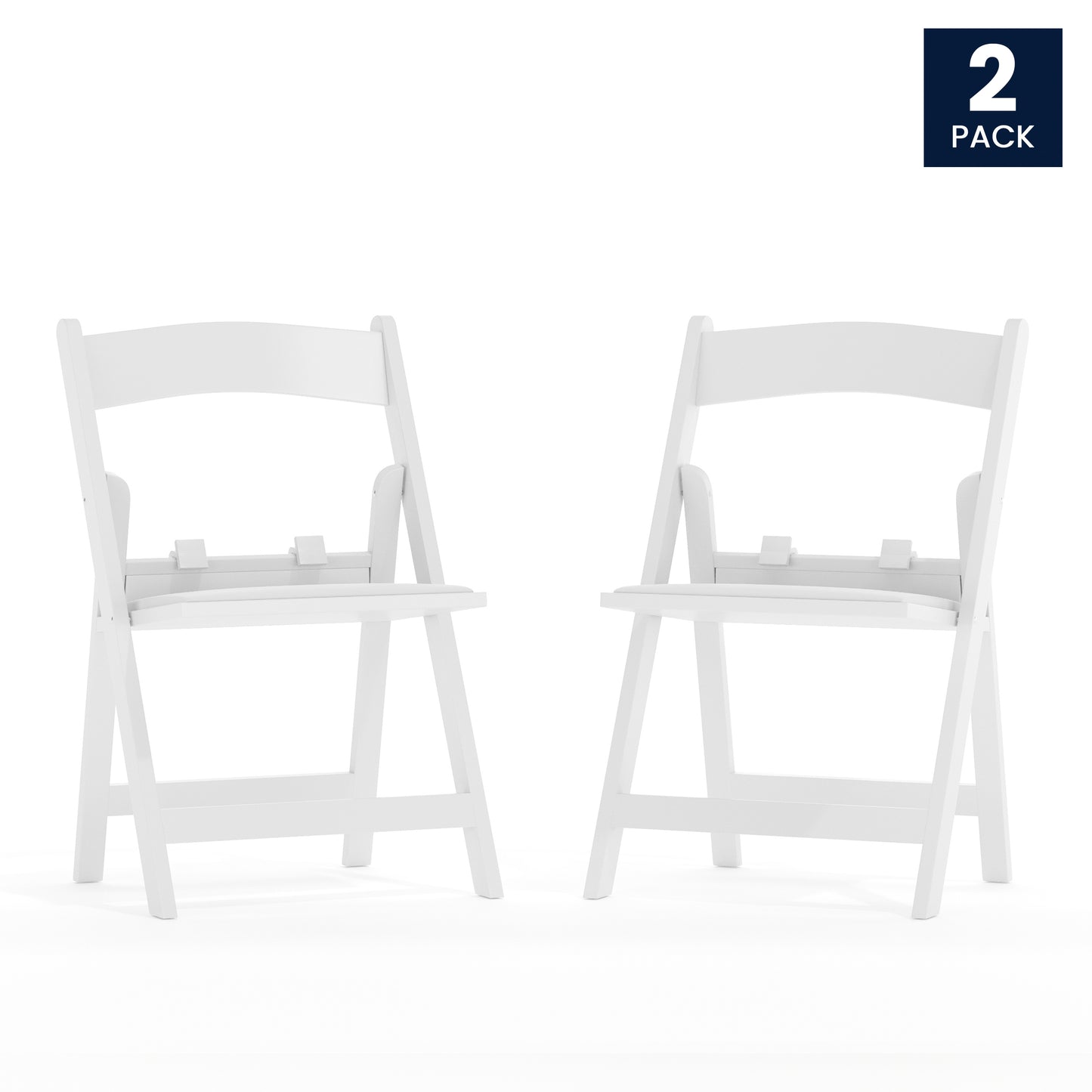 HERCULES Kids Folding Chairs with Padded Seats | Set of 2 White Resin Folding Chair with Vinyl Padded Seat for Kids White