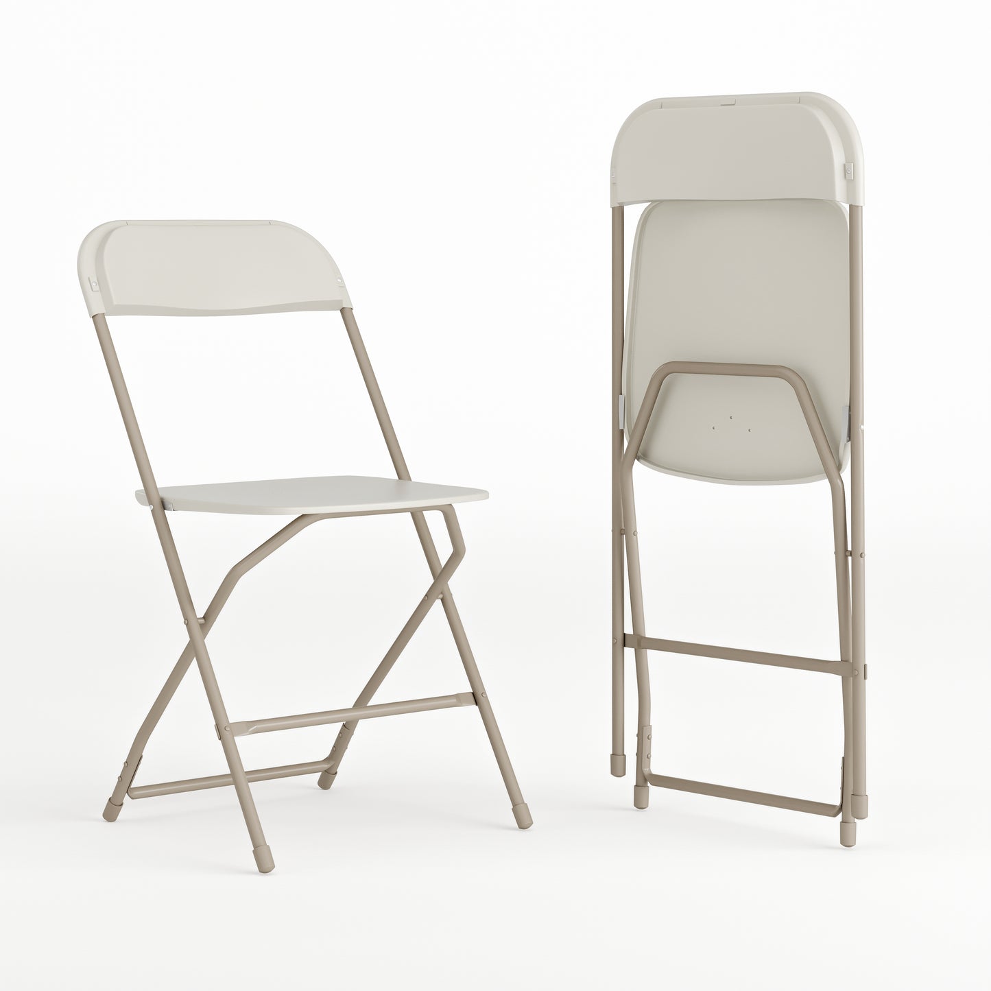 Hercules Series Plastic Folding Chair Beige - 2 Pack 650LB Weight Capacity Comfortable Event Chair-Lightweight Folding Chair Beige