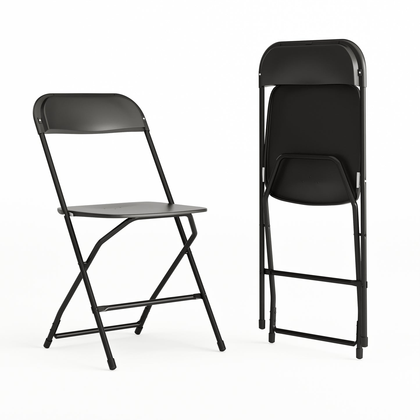 Hercules Series Plastic Folding Chair Black - 2 Pack 650LB Weight Capacity Comfortable Event Chair-Lightweight Folding Chair Black