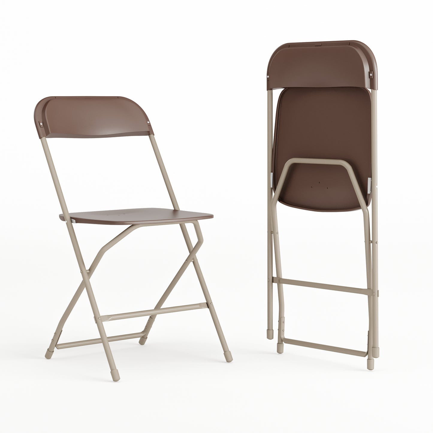 Hercules Series Plastic Folding Chair Brown - 2 Pack 650LB Weight Capacity Comfortable Event Chair-Lightweight Folding Chair Brown 2-LE-L-3-BROWN-GG