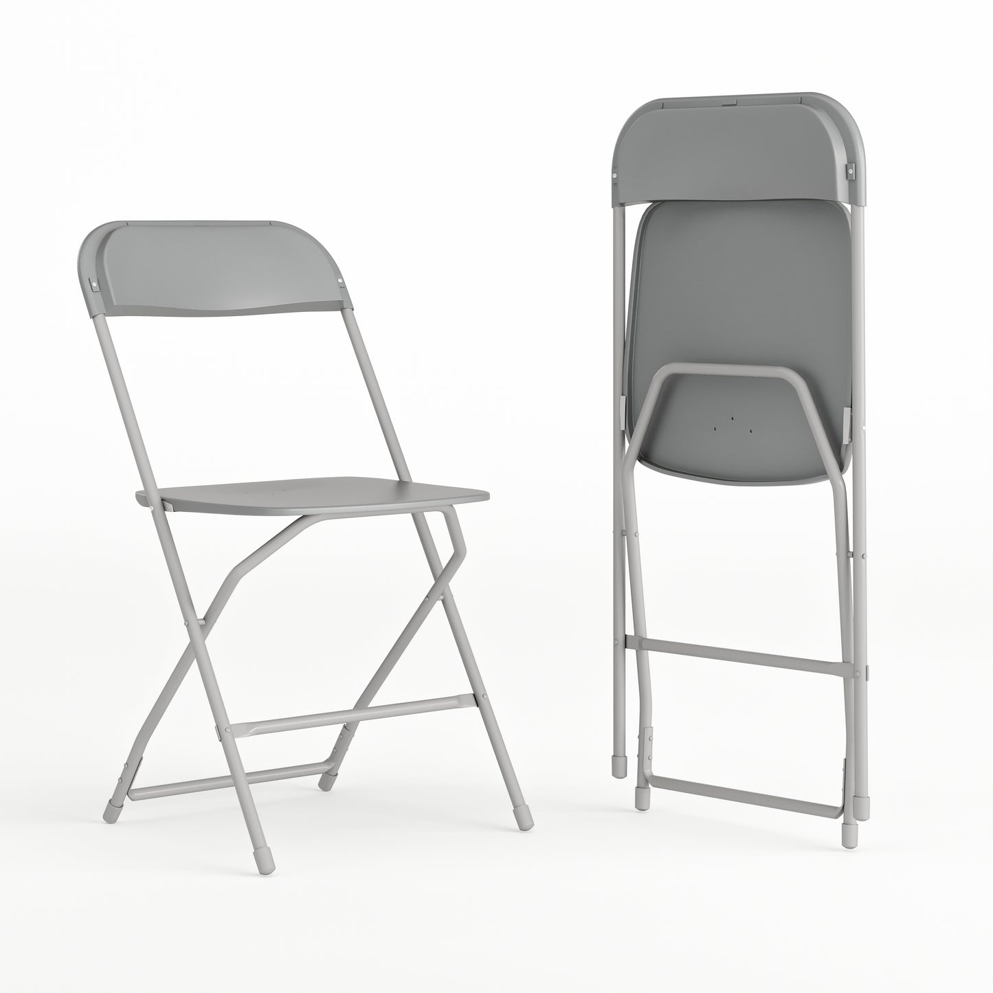 Hercules Series Plastic Folding Chair Grey - 2 Pack 650LB Weight Capacity Comfortable Event Chair-Lightweight Folding Chair Grey