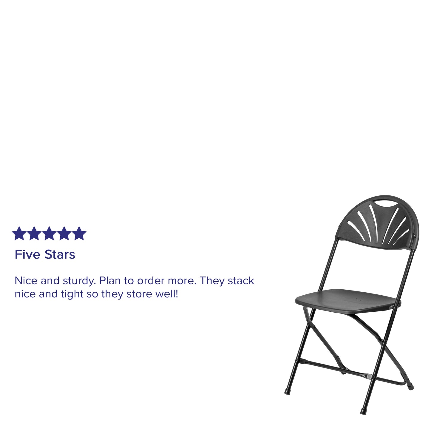 2 Pack HERCULES Series 650 lb. Capacity Black Plastic Fan Back Folding Chair Black 2-LE-L-4-BK-GG