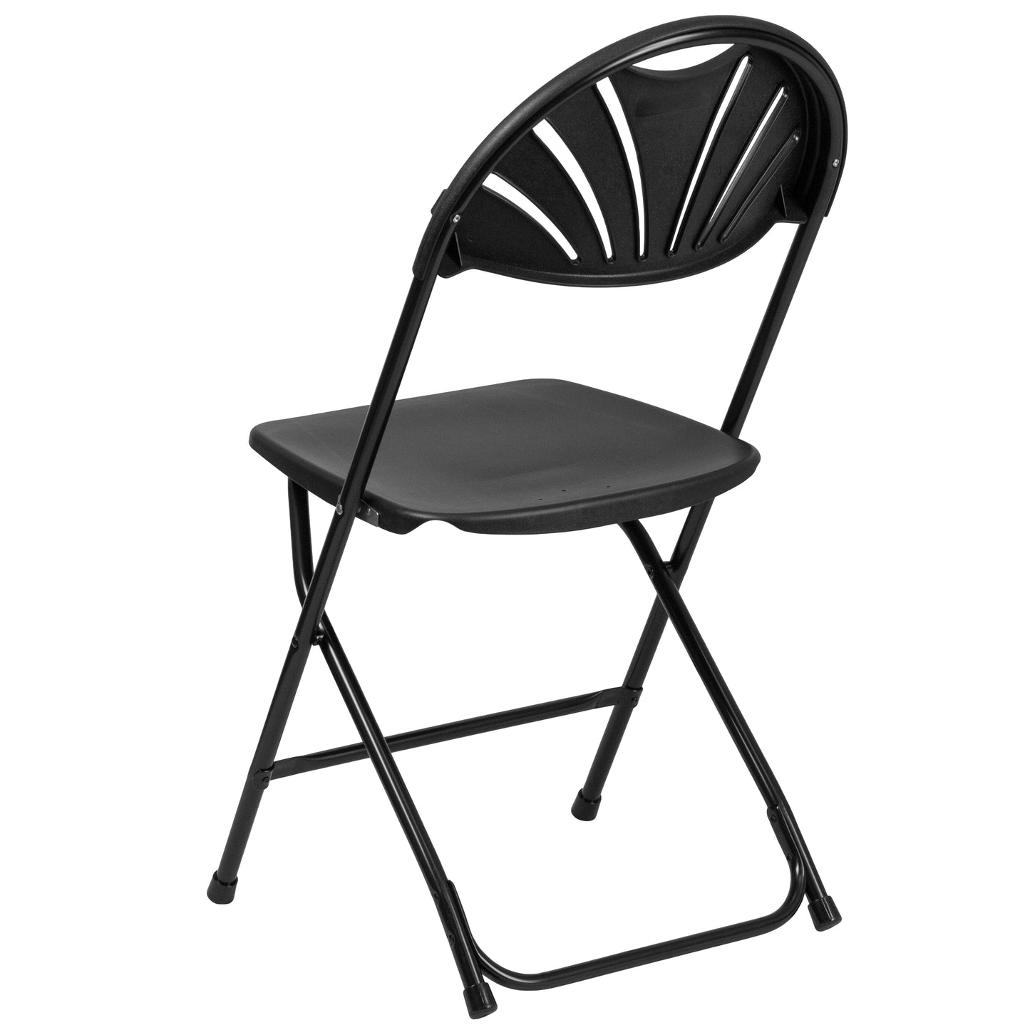 2 Pack HERCULES Series 650 lb. Capacity Black Plastic Fan Back Folding Chair Black 2-LE-L-4-BK-GG