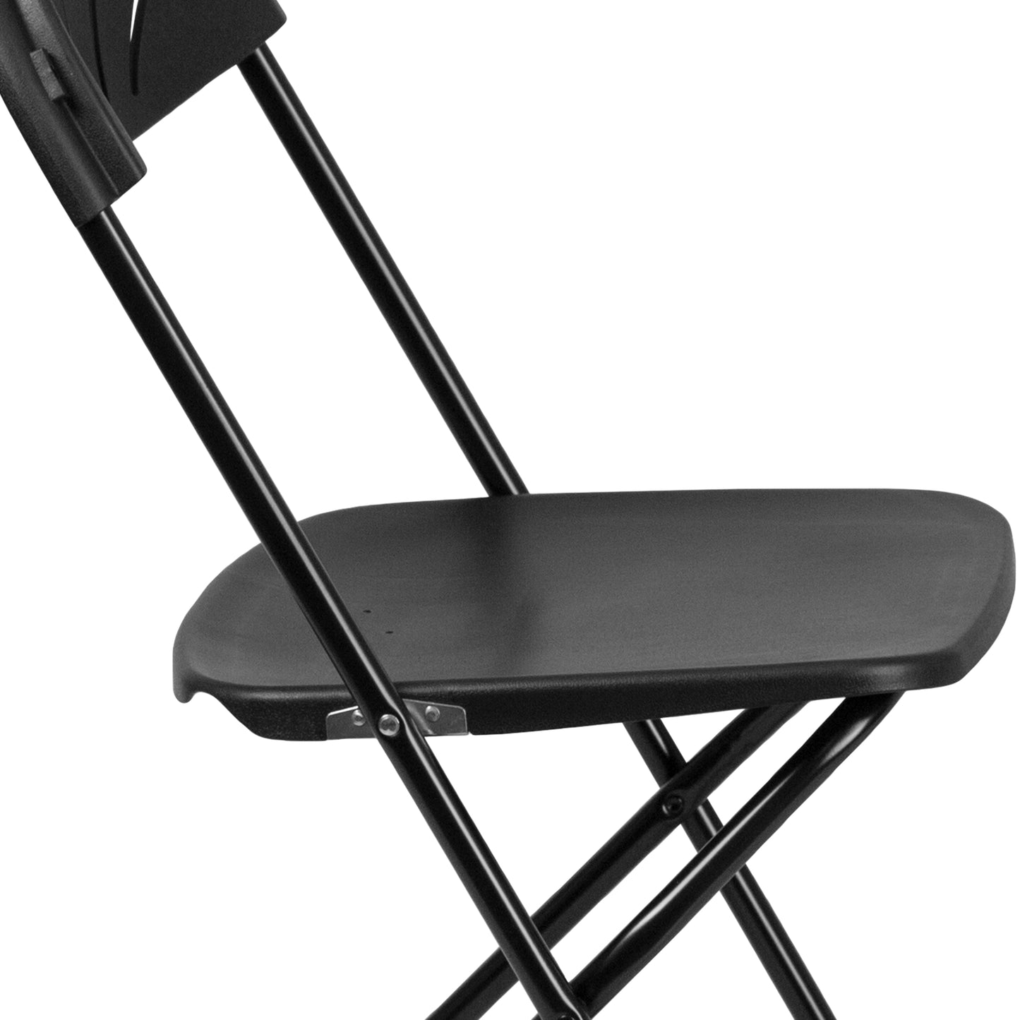 2 Pack HERCULES Series 650 lb. Capacity Black Plastic Fan Back Folding Chair Black 2-LE-L-4-BK-GG