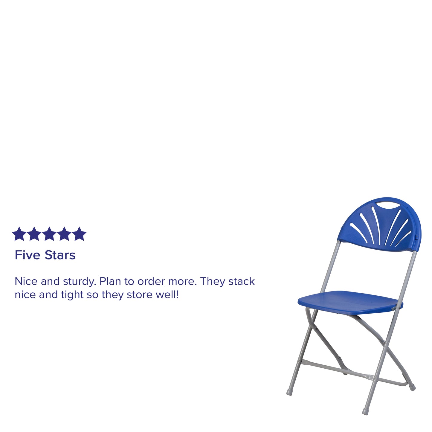 2 Pack HERCULES Series 650 lb. Capacity Blue Plastic Fan Back Folding Chair Blue 2-LE-L-4-BL-GG