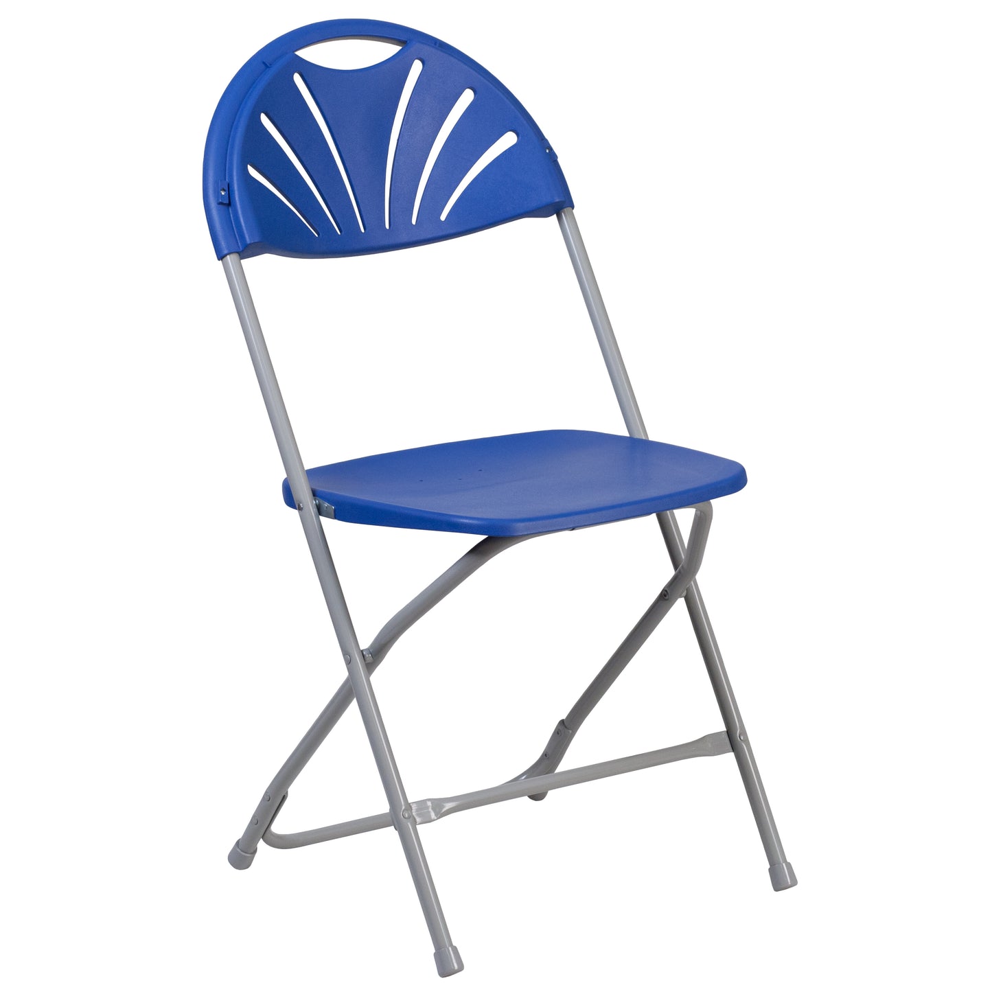 2 Pack HERCULES Series 650 lb. Capacity Blue Plastic Fan Back Folding Chair Blue 2-LE-L-4-BL-GG