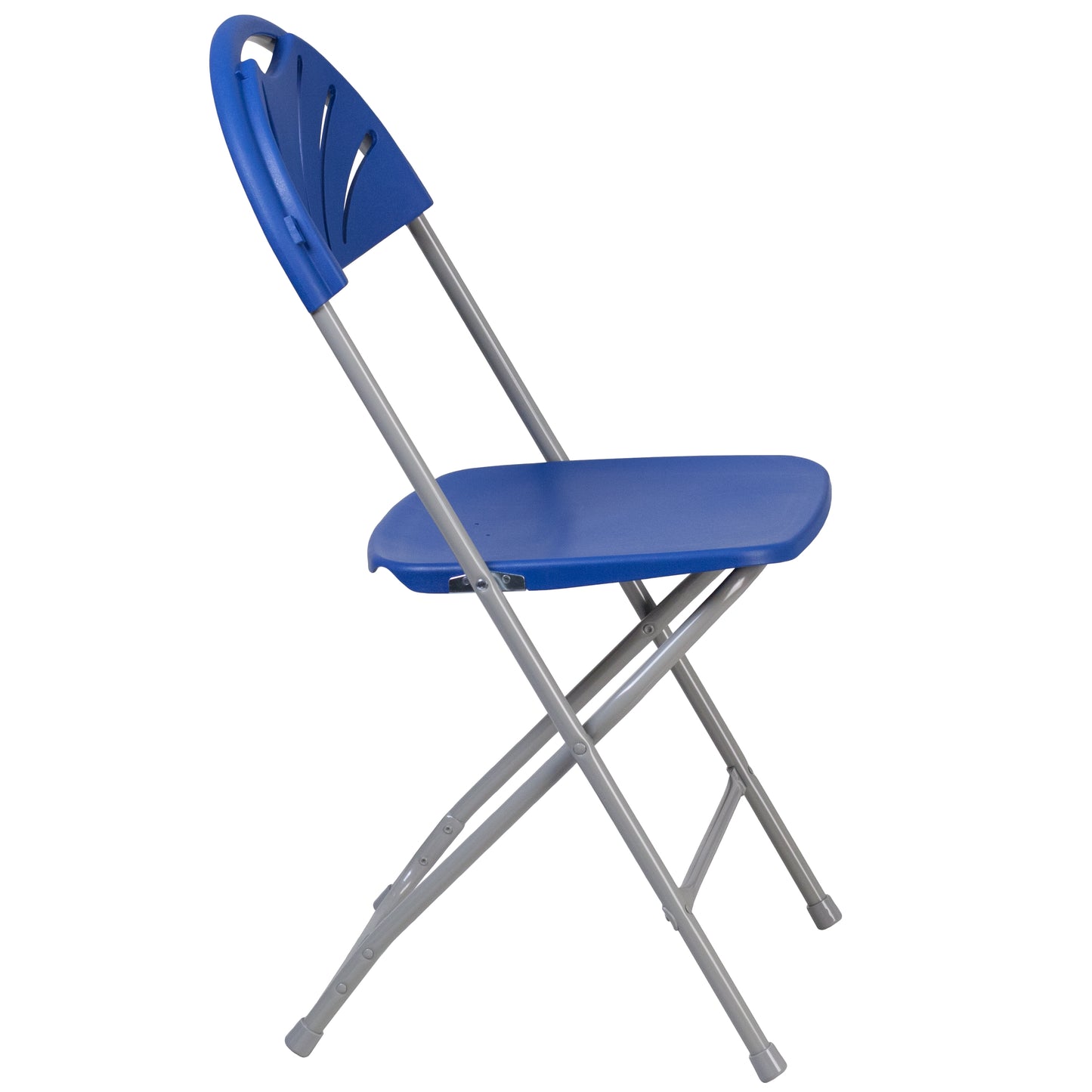 2 Pack HERCULES Series 650 lb. Capacity Blue Plastic Fan Back Folding Chair Blue 2-LE-L-4-BL-GG