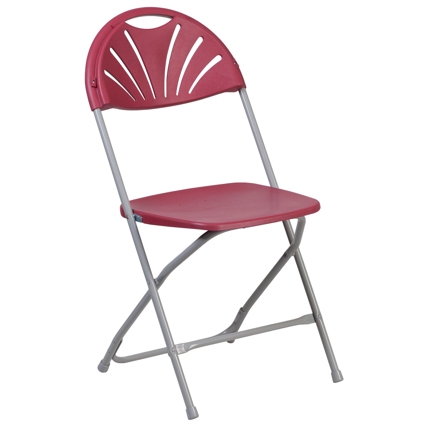 2 Pack HERCULES Series 650 lb. Capacity Burgundy Plastic Fan Back Folding Chair Burgundy 2-LE-L-4-BUR-GG