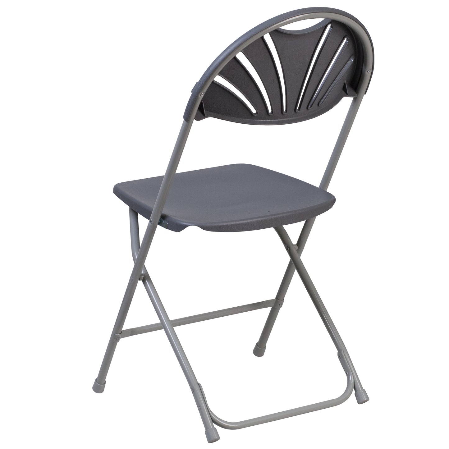 2 Pack HERCULES Series 650 lb. Capacity Charcoal Plastic Fan Back Folding Chair Charcoal 2-LE-L-4-CH-GG