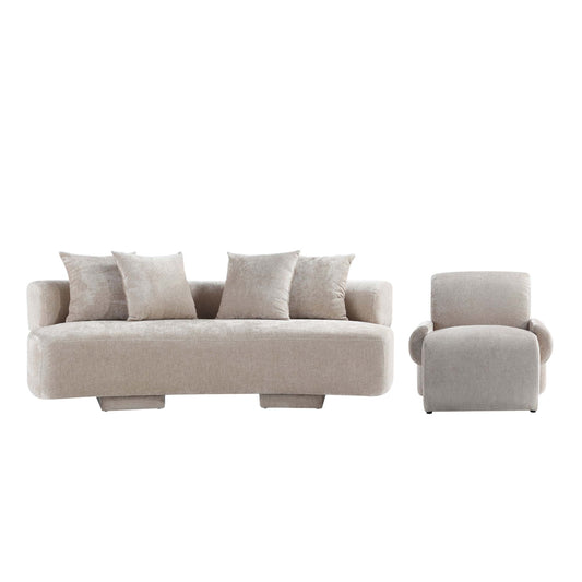 Verandah Mid-Century Modern 2-Piece Sofa Set in Beige 2-LSAC1769-BE