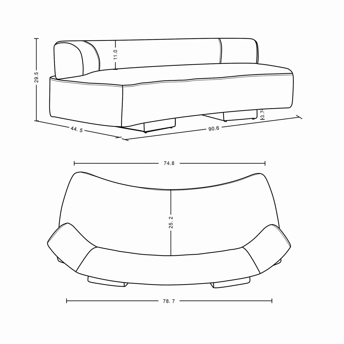 Verandah Mid-Century Modern 2-Piece Sofa Set in Beige 2-LSAC1769-BE