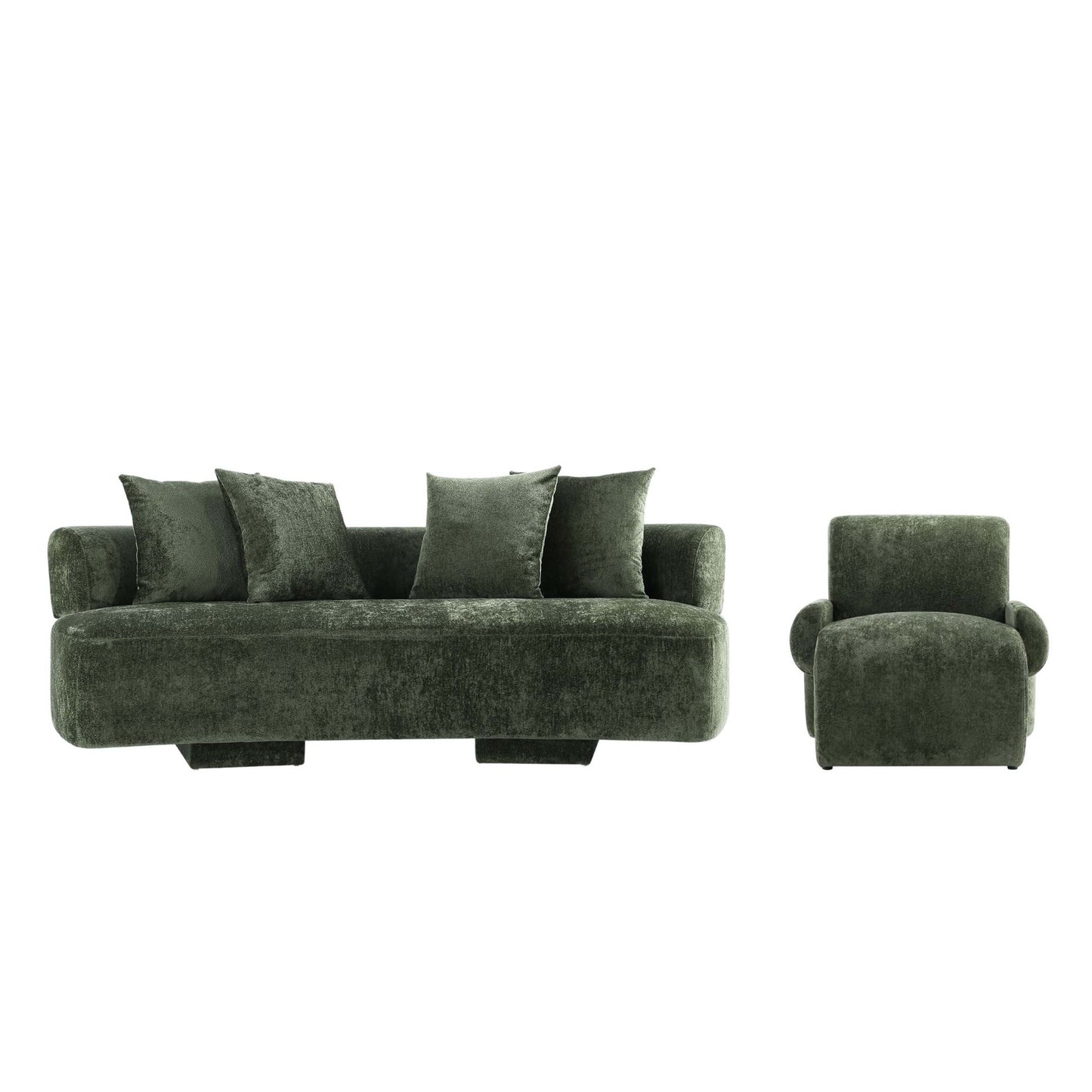 Verandah Mid-Century Modern 2-Piece Sofa Set in Olive Green 2-LSAC1769-OG