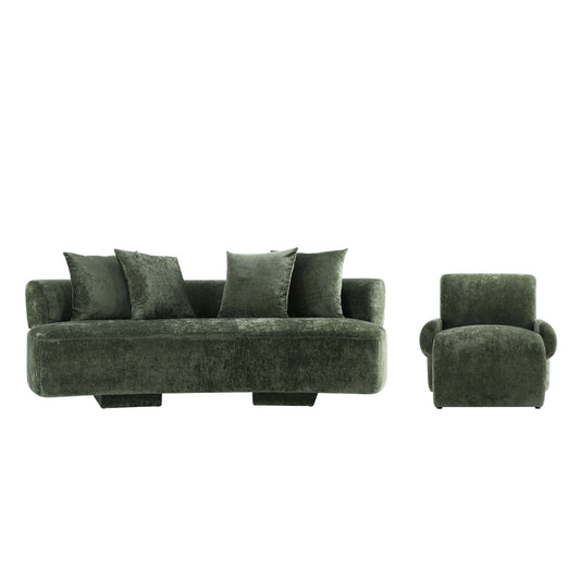 Verandah Mid-Century Modern 2-Piece Sofa Set in Olive Green 2-LSAC1769-OG