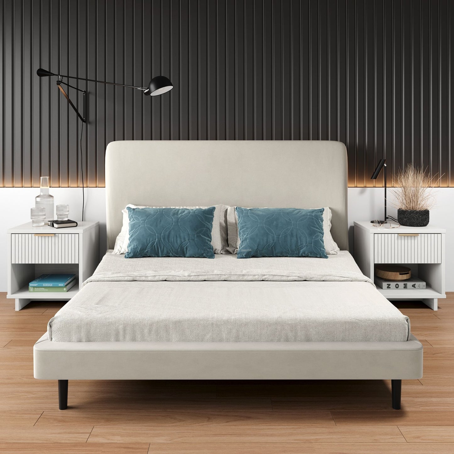 Granville Modern 18" Nightstand in White (1-Drawer) - Set of 2 2-NS-5001