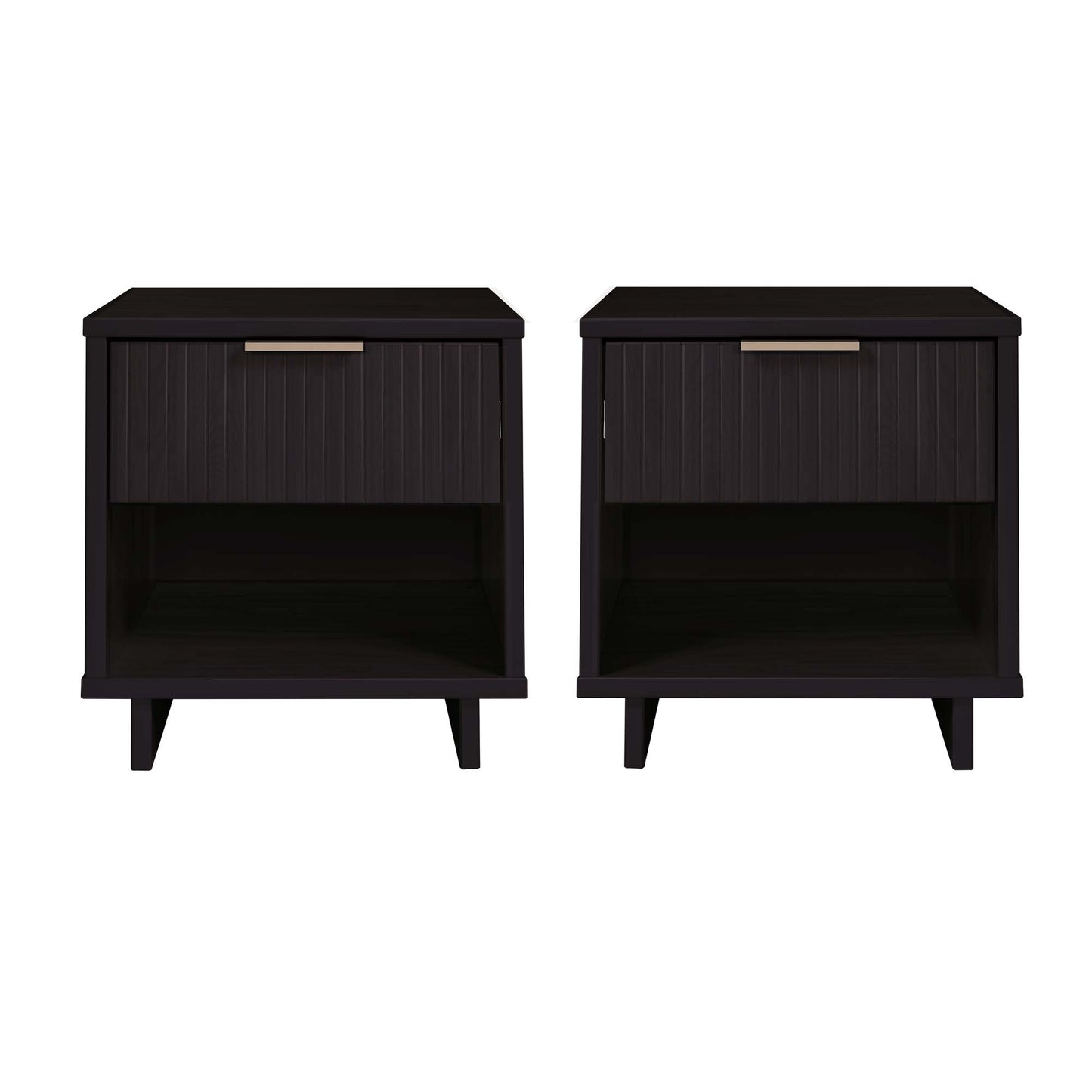Granville Modern 18" Nightstand in Black (1-Drawer) - Set of 2 2-NS-5002