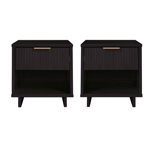 Granville Modern 18" Nightstand in Black (1-Drawer) - Set of 2 2-NS-5002
