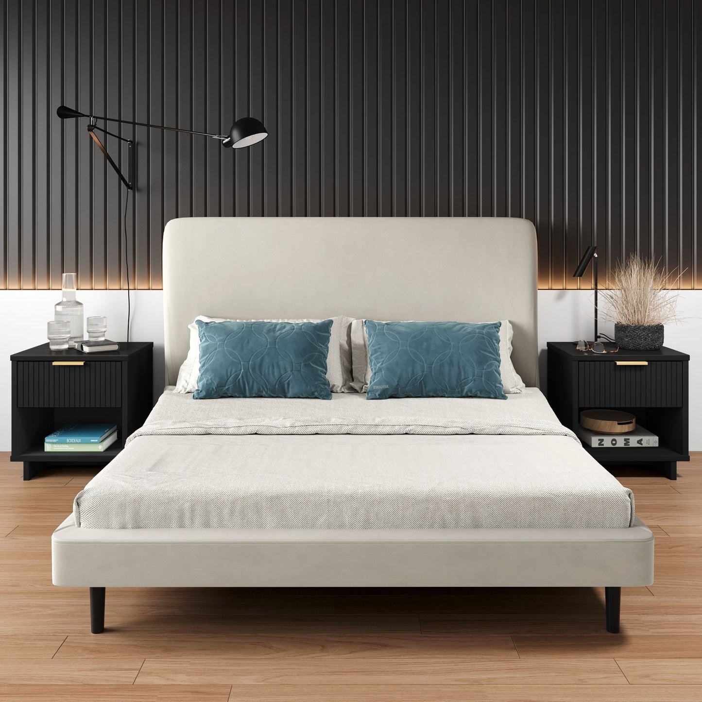 Granville Modern 18" Nightstand in Black (1-Drawer) - Set of 2 2-NS-5002