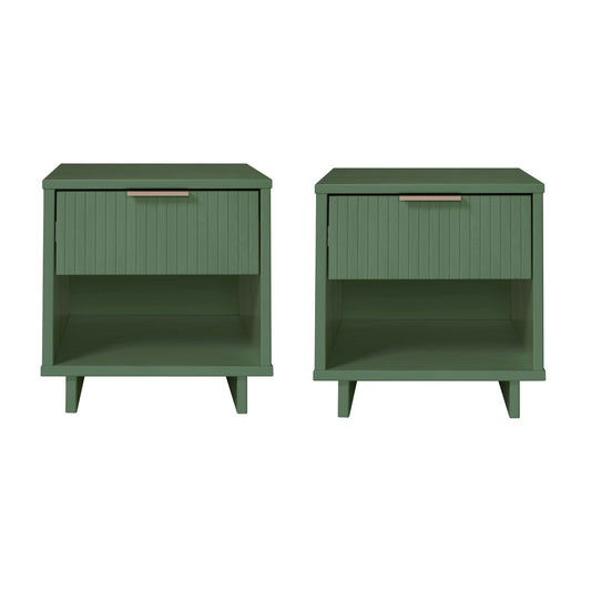 Granville Modern 18" Nightstand in Sage Green (1-Drawer) - Set of 2 2-NS-5003