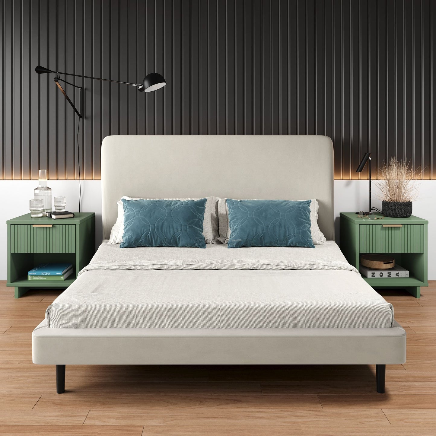 Granville Modern 18" Nightstand in Sage Green (1-Drawer) - Set of 2 2-NS-5003