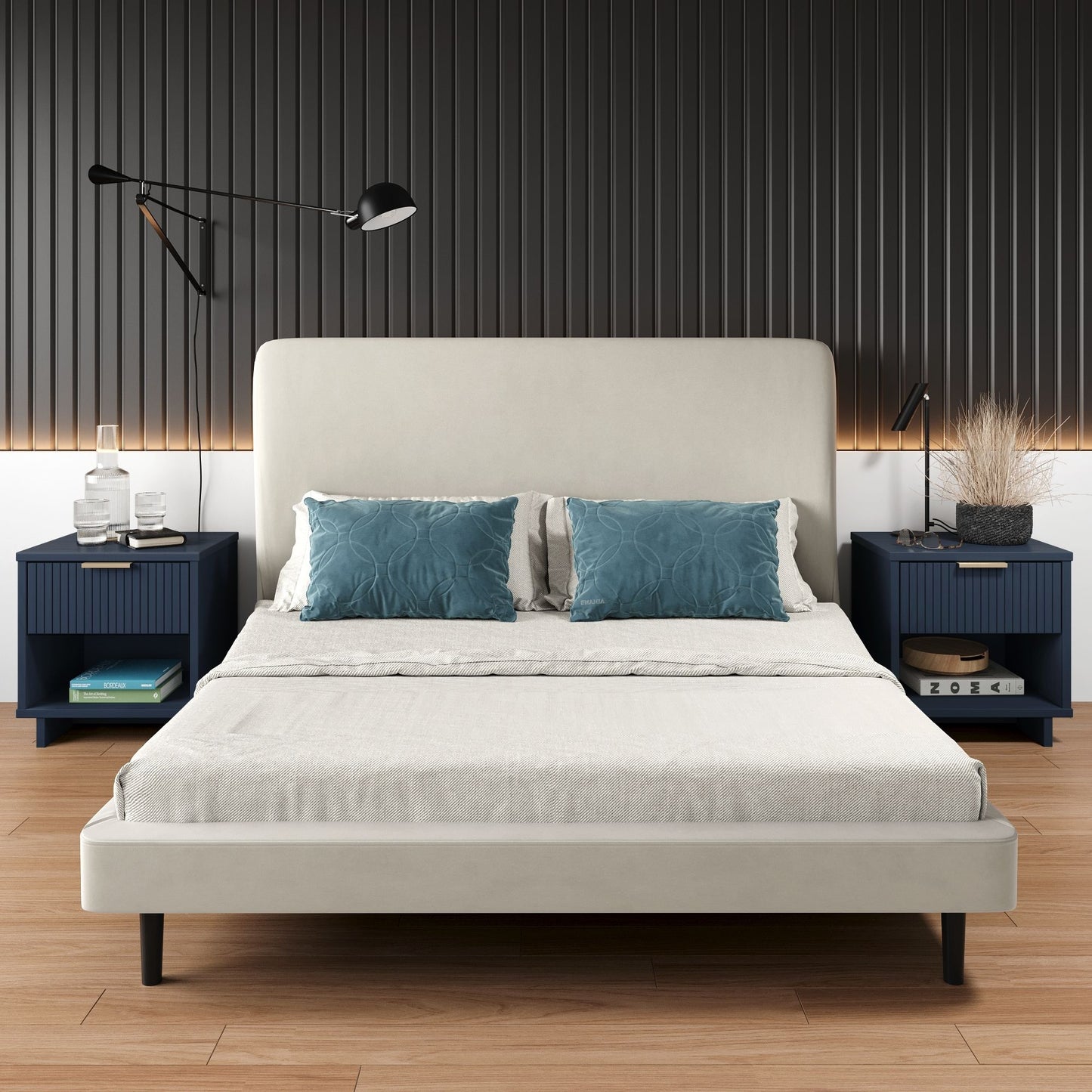 Granville Modern 18" Nightstand in Midnight Blue (1-Drawer) - Set of 2 2-NS-5004