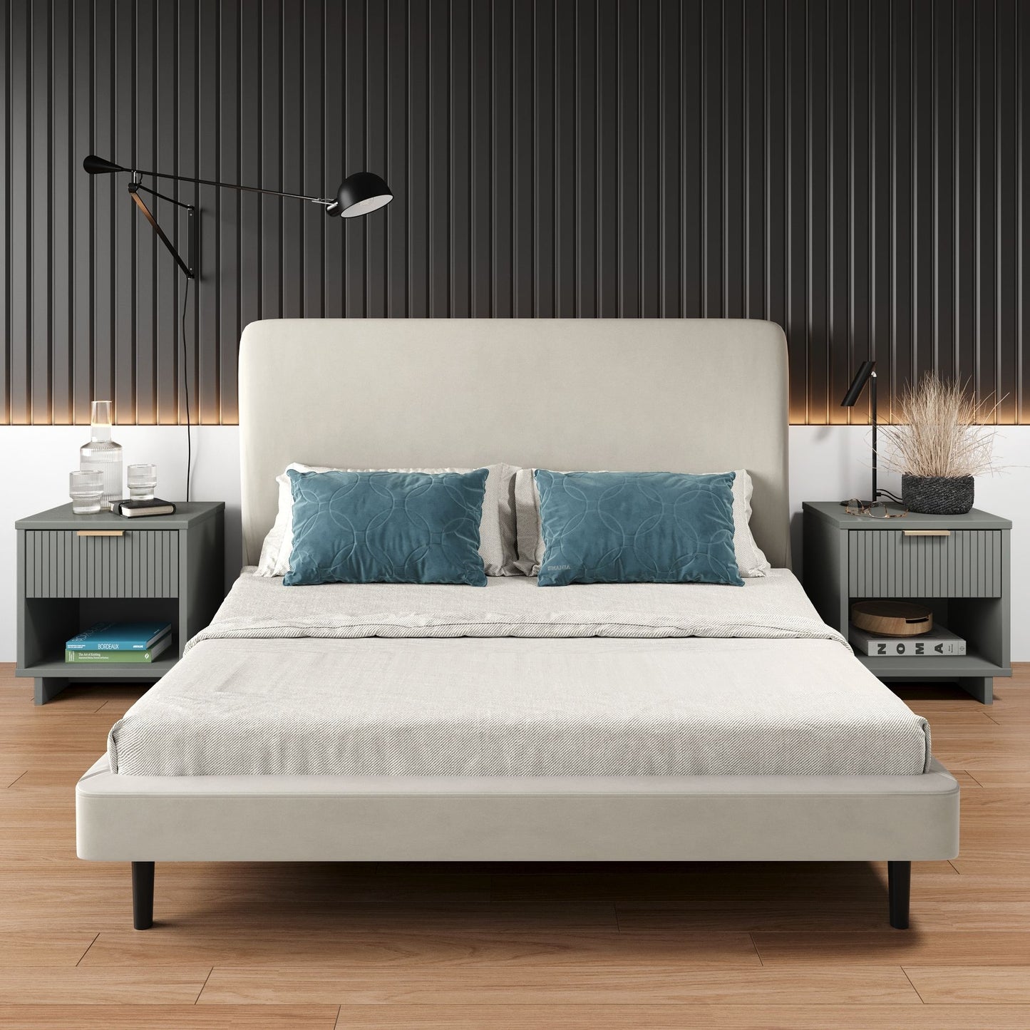 Granville Modern 18" Nightstand in Light Gray (1-Drawer) - Set of 2 2-NS-5006