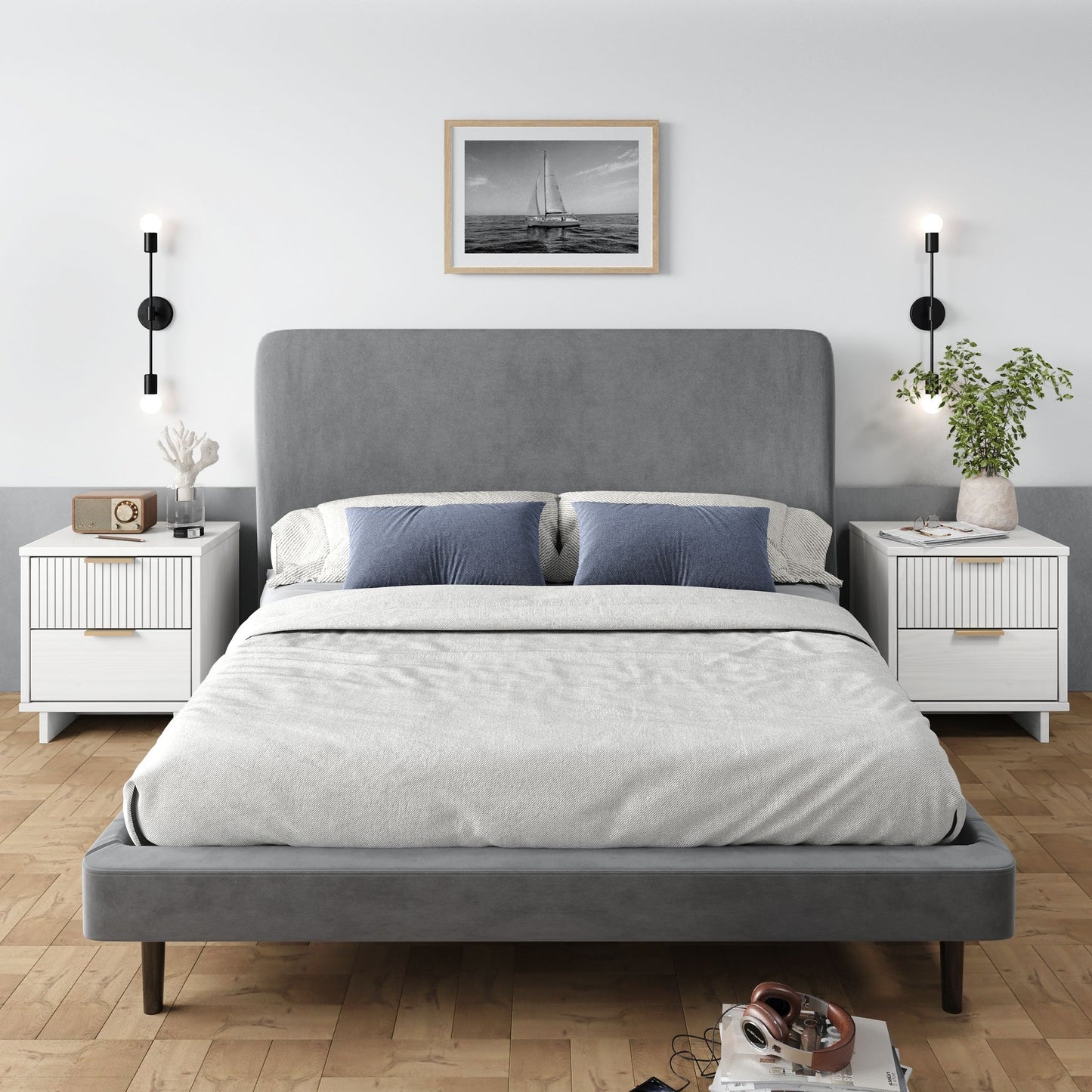 Granville Modern 18" Nightstand in White (2-Drawer) - Set of 2 2-NS-5011