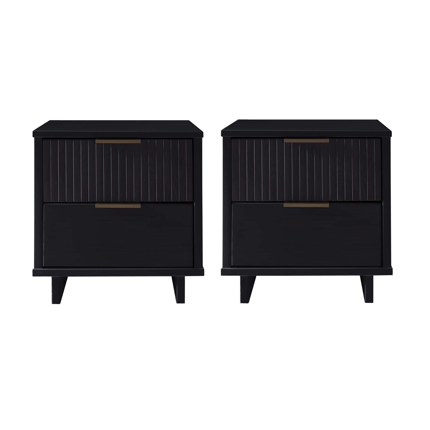 Granville Modern 18" Nightstand in Black (2-Drawer) - Set of 2 2-NS-5012