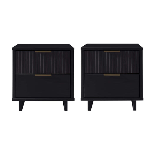 Granville Modern 18" Nightstand in Black (2-Drawer) - Set of 2 2-NS-5012