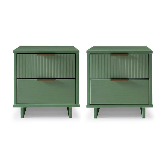 Granville Modern 18" Nightstand in Sage Green (2-Drawer) - Set of 2 2-NS-5013