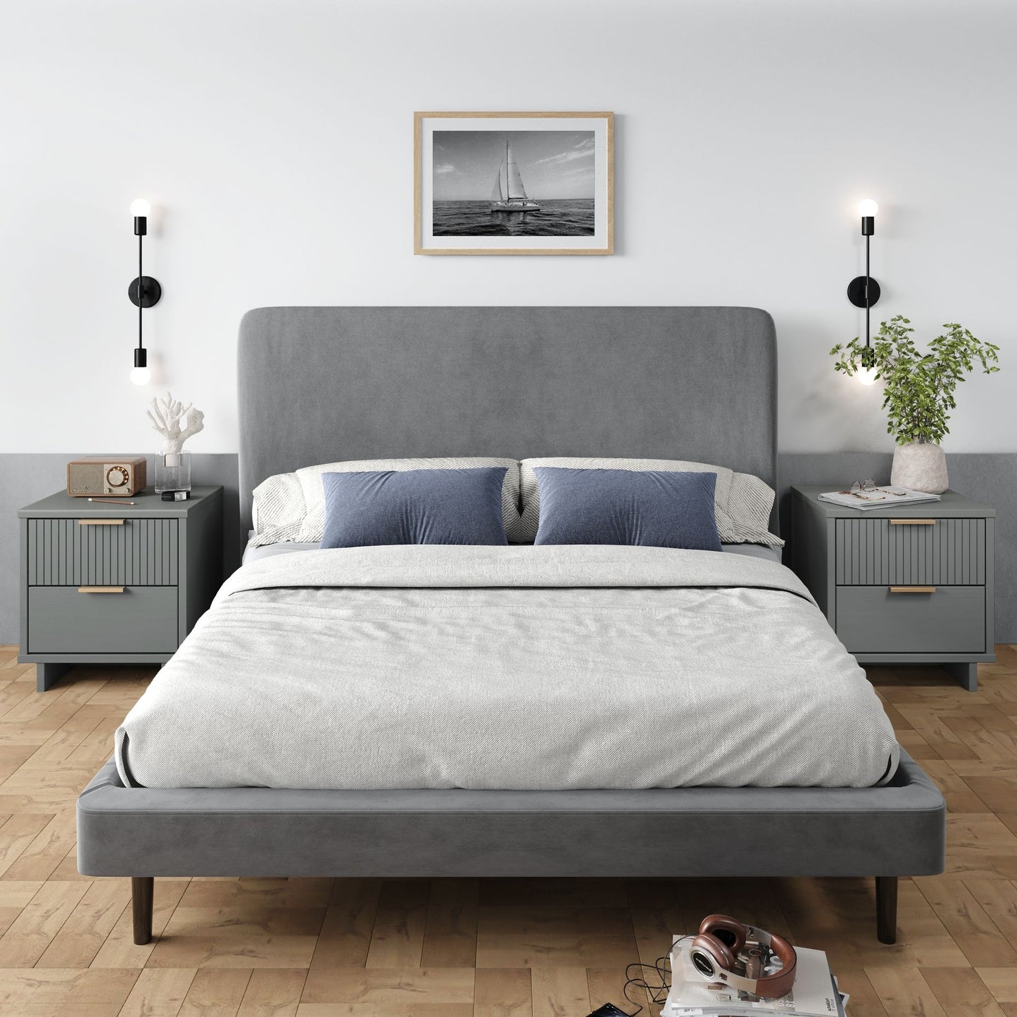 Granville Modern 18" Nightstand in Light Gray (2-Drawer) - Set of 2 2-NS-5016