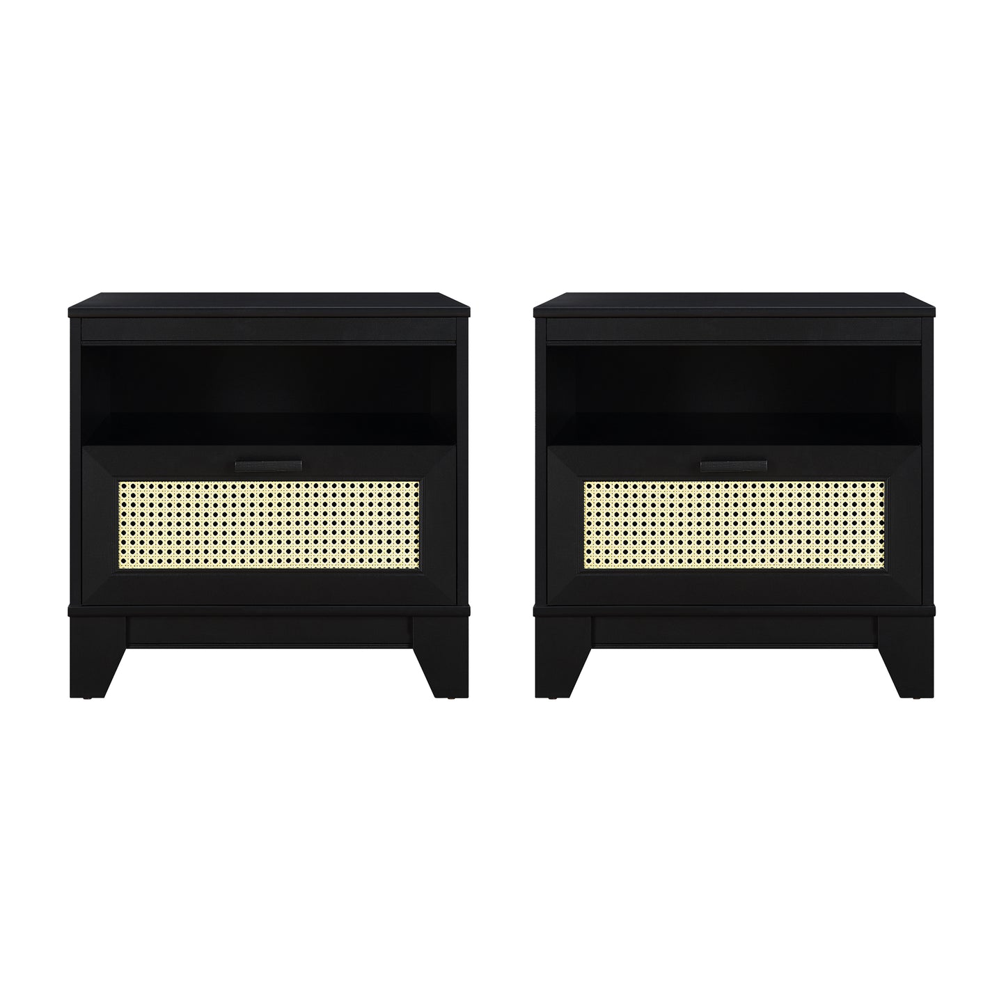 Sheridan Mid-Century Modern 22" Nightstand in Black (1-Drawer) - Set of 2 2-NS-5GLF-BK