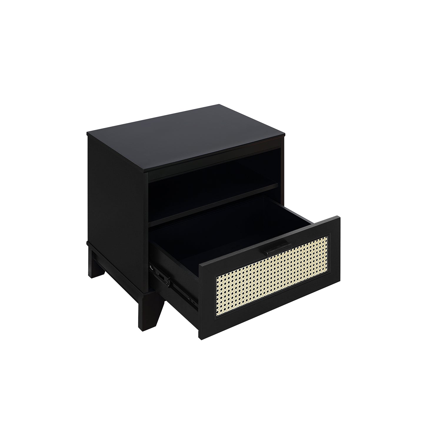 Sheridan Mid-Century Modern 22" Nightstand in Black (1-Drawer) - Set of 2 2-NS-5GLF-BK
