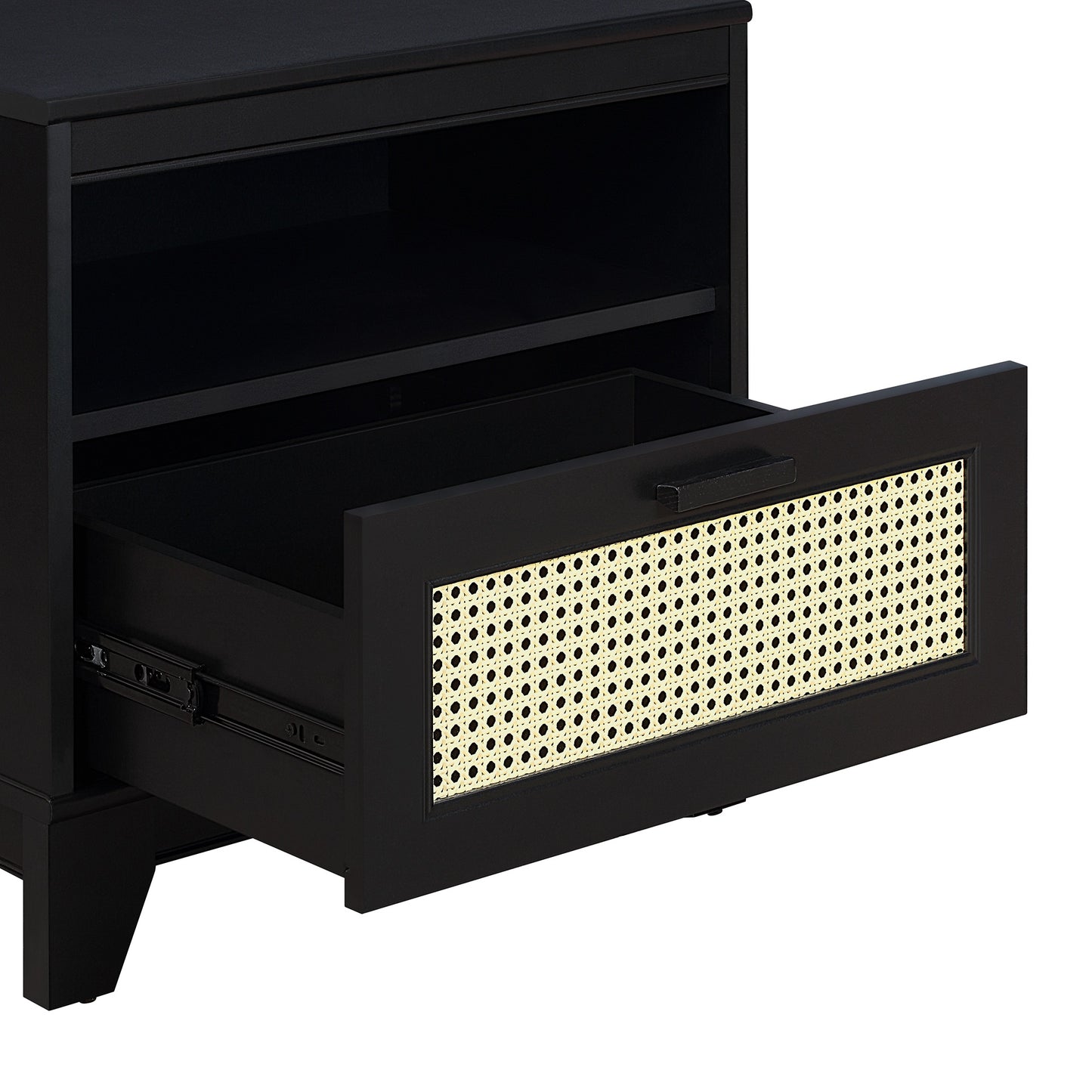 Sheridan Mid-Century Modern 22" Nightstand in Black (1-Drawer) - Set of 2 2-NS-5GLF-BK