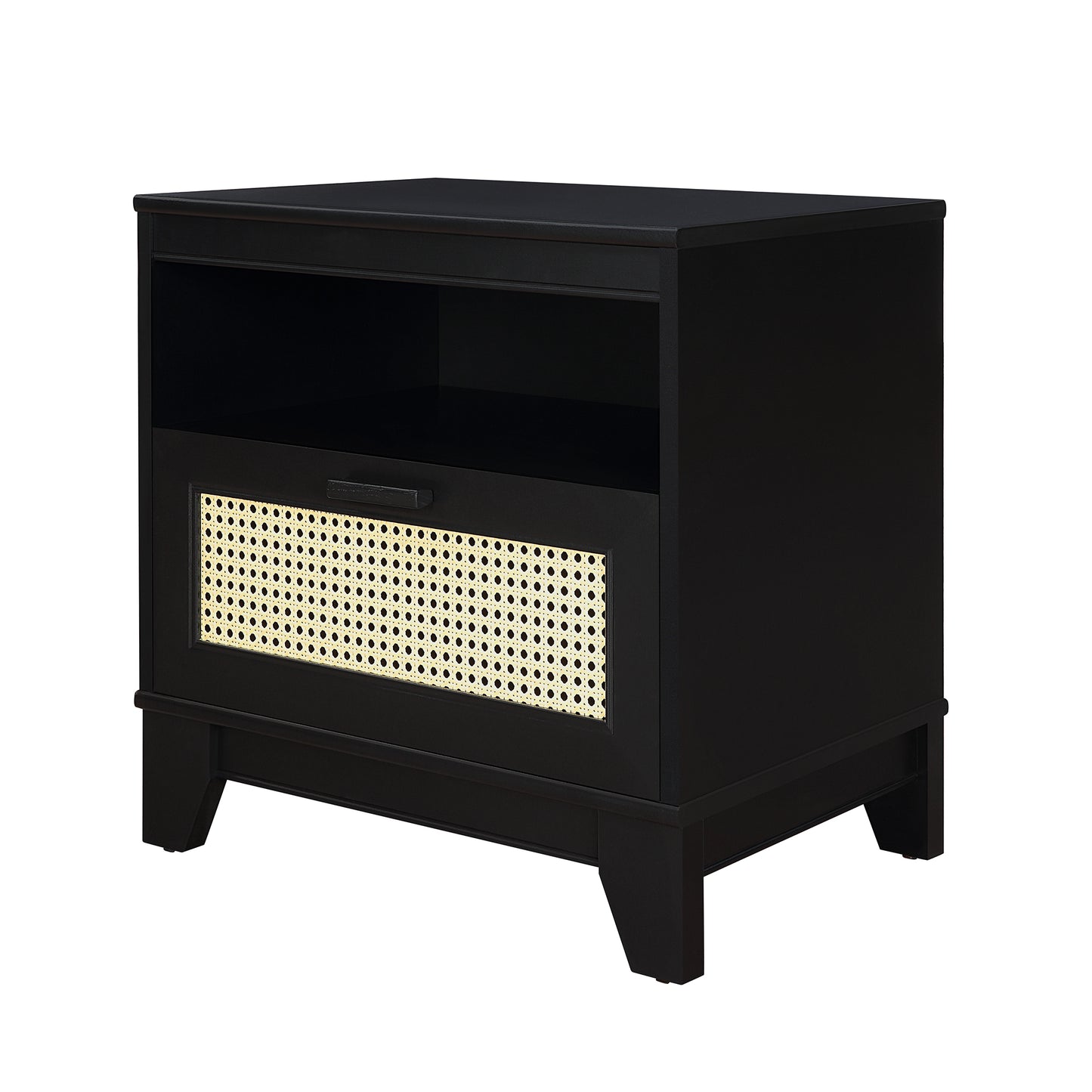 Sheridan Mid-Century Modern 22" Nightstand in Black (1-Drawer) - Set of 2 2-NS-5GLF-BK
