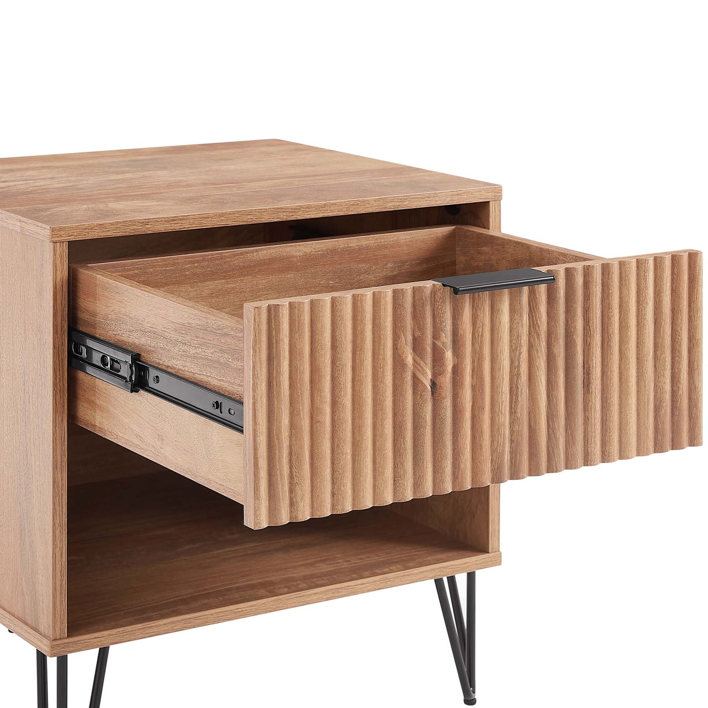 Dumbo Modern 20" Fluted Nightstand in Golden Brown (1-Drawer) - Set of 2 2-NS001-GB